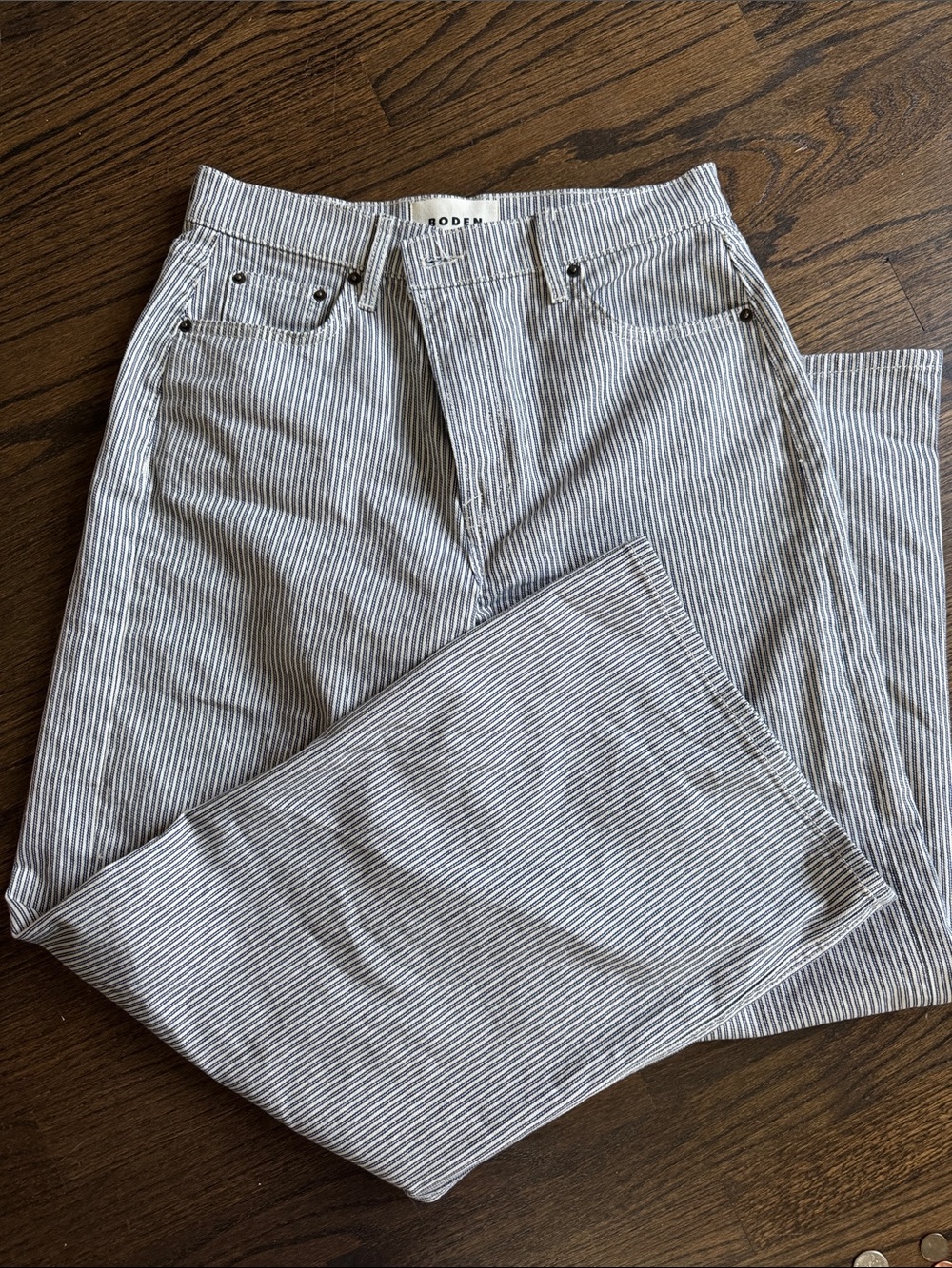 Stripe Cotton Work Pant - Gray/White